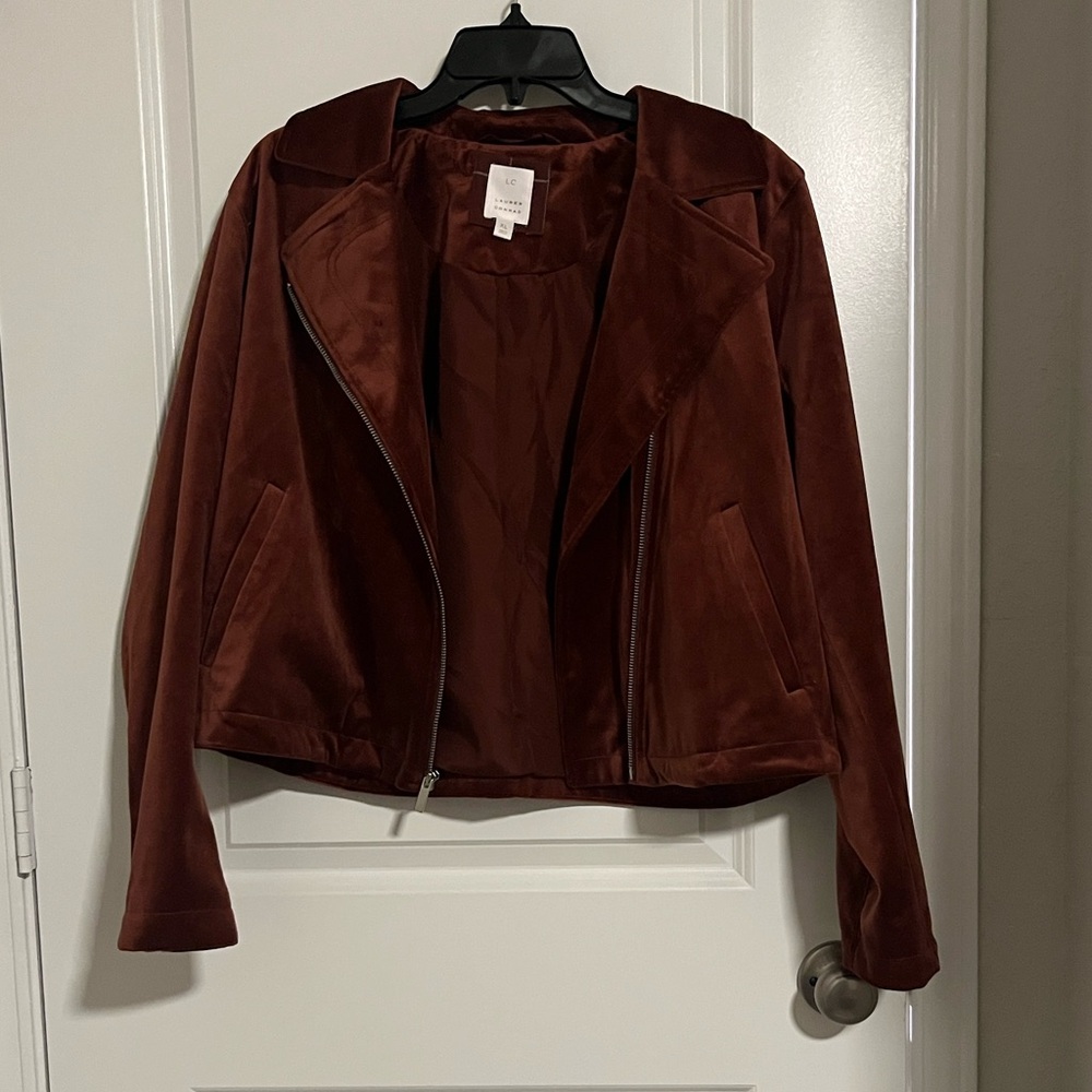 LC Lauren Conrad Burgundy Faux Suede Jacket